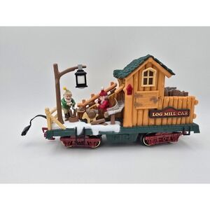 New Bright Holiday Express log mill wood Animated lights Train Car #387